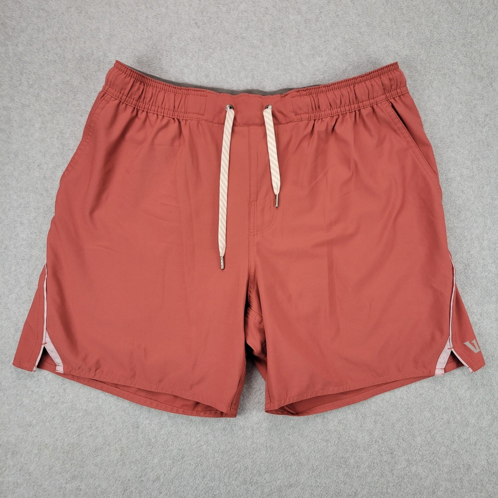 Vuori Trail 2.0 Shorts Mens Large Clay Red Lined Athletic V341 6 Inseam